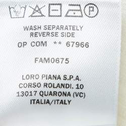 Pre Owned Loro Piana Off-White Rib Knit and Linen Open Front Cardigan S