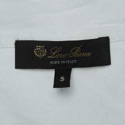 Pre Owned Loro Piana Off-White Rib Knit and Linen Open Front Cardigan S