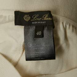 Pre Owned Loro Piana Off-White Silk Blend Rib Knit Trousers S