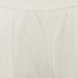 Pre Owned Loro Piana Off-White Silk Blend Rib Knit Trousers S