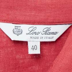 Pre Owned Loro Piana Red Linen Button Front Shirt S