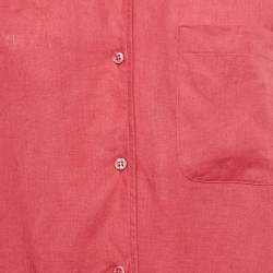 Pre Owned Loro Piana Red Linen Button Front Shirt S