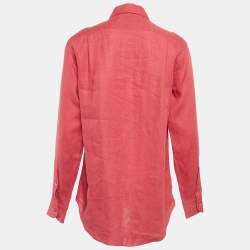 Pre Owned Loro Piana Red Linen Button Front Shirt S