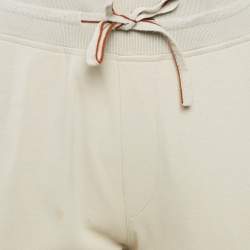 Loro Piana Beige Cotton Knit Contrast Panel Detail Joggers S