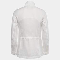 Pre Owned Loro Piana White Linen Traveler Zip-Up Jacket S
