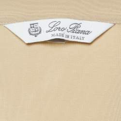 Pre Owned Loro Piana Cream Silk Contrast Trimmed Blouse L