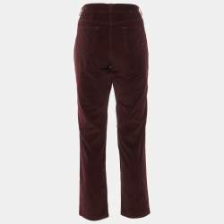 Pre Owned Loro Piana Burgundy Corduroy Slim Fit Trousers L