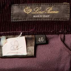 Pre Owned Loro Piana Burgundy Corduroy Slim Fit Trousers L