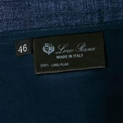 Pre Owned Loro Piana Blue Linen Straight Leg Pants L