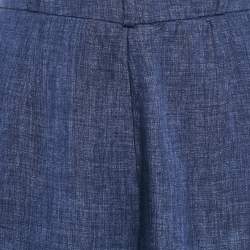 Pre Owned Loro Piana Blue Linen Straight Leg Pants L