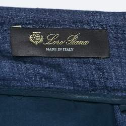 Pre Owned Loro Piana Blue Linen Straight Leg Pants L