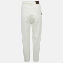 Loro Piana Off White Cotton The High Waist Curved Jeans S Waist 27"