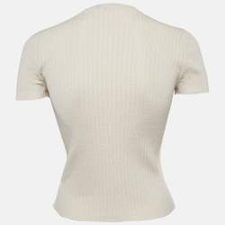Loro Piana Light Beige Rib Knit Silk Top S