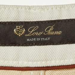 Pre Owned Loro Piana Ecru Denim Releigh Straight Fit Trousers S/Waist 28"