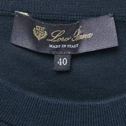 Pre Owned Loro Piana Navy Blue Cotton Crew Neck T-Shirt S