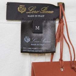 Pre Owned Loro Piana Ecru/White Terry Linen Blend Shorts M