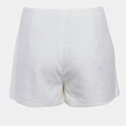 Pre Owned Loro Piana Ecru/White Terry Linen Blend Shorts M