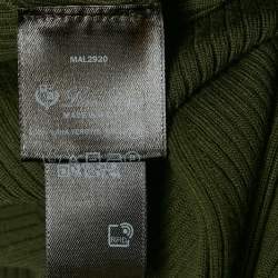 Pre Owned Loro Piana Green Rib Knit Turtleneck Asymmetric Jumper S