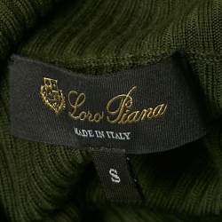 Pre Owned Loro Piana Green Rib Knit Turtleneck Asymmetric Jumper S