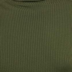 Pre Owned Loro Piana Green Rib Knit Turtleneck Asymmetric Jumper S