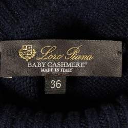 Pre Owned Loro Piana Navy Blue Cashmere Long Sleeve Turtle Neck Sweater XS