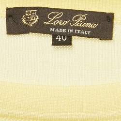 Pre Owned Loro Piana Yellow Silk Blend Boat Neck Pullover S