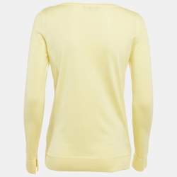 Pre Owned Loro Piana Yellow Silk Blend Boat Neck Pullover S