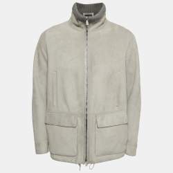 Loro Piana Grey Reindeer Suede Zip-Up Jacket XS