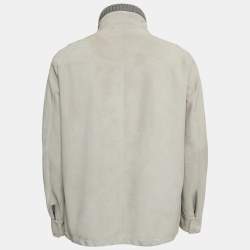 Loro Piana Grey Reindeer Suede Zip-Up Jacket XS