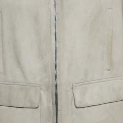 Loro Piana Grey Reindeer Suede Zip-Up Jacket XS