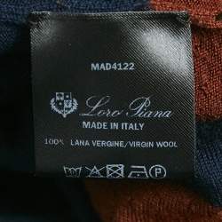 Pre Owned Loro Piana Navy Blue Wool Knit Zip-Up T-Shirt M