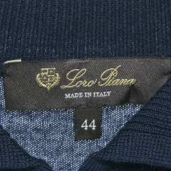 Pre Owned Loro Piana Navy Blue Wool Knit Zip-Up T-Shirt M