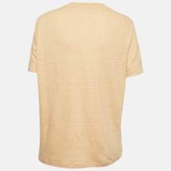 Pre Owned Loro Piana Yellow Linen Jersey Crewneck T-Shirt M