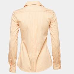 Pre Owned Loro Piana Orange Striped Cotton Blend Shirt S