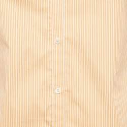 Pre Owned Loro Piana Orange Striped Cotton Blend Shirt S