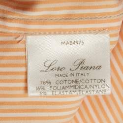 Pre Owned Loro Piana Orange Striped Cotton Blend Shirt S
