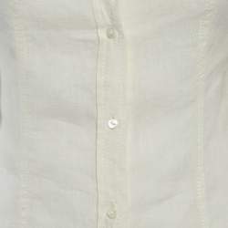 Pre Owned Loro Piana Cream Linen Button Front Knee-Length Dress S