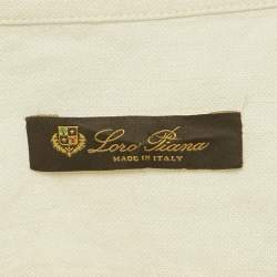 Pre Owned Loro Piana Cream Linen Button Front Knee-Length Dress S