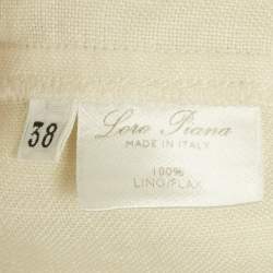 Pre Owned Loro Piana Cream Linen Button Front Knee-Length Dress S