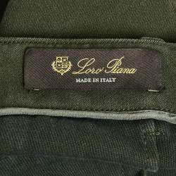 Pre Owned Loro Piana Khaki Green Stretch Cotton Skinny Jeggings M