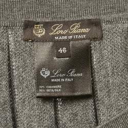 Loro Piana Grey Pleated Cashmere Knit Maxi Skirt L