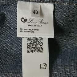Pre Owned Loro Piana Blue Cotton and Cashmere Shirt and Pants Suit S
