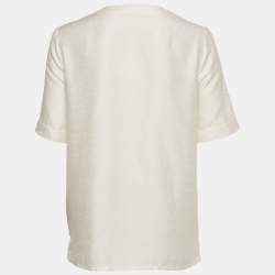 Pre Owned Loro Piana Cream Dupion Silk Jadyn Blouse S