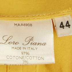 Pre Owned Loro Piana Yellow Cotton Button Front Belted Coat Dress M