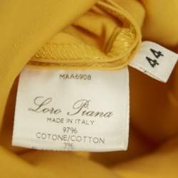 Pre Owned Loro Piana Yellow Cotton Button Front Belted Coat Dress M