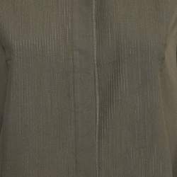 Pre Owned Loro Piana Olive Green Silk Carissa Tuxedo Shirt S