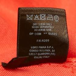 Pre Owned Loro Piana Coral Embroidered Sleeve Linen Midi Dress L  