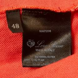 Pre Owned Loro Piana Coral Embroidered Sleeve Linen Midi Dress L  