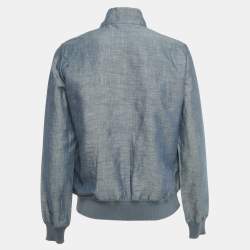 Pre Owned Loro Piana Blue Linen and Cotton Zip-Up Jacket S