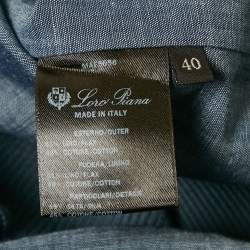Pre Owned Loro Piana Blue Linen and Cotton Zip-Up Jacket S